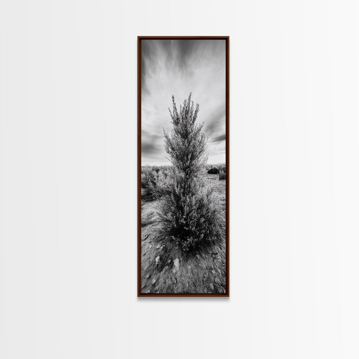 Desert Tree, Nature Minimalism, Solitary Landscape, Framed Canvas Print, Living Room Wall Art, Earth Tone Art, Tranquil Modern Decor