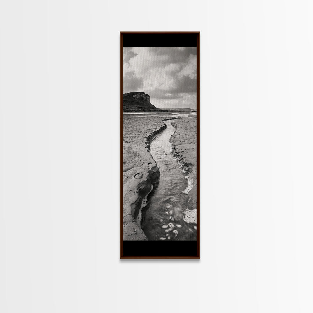 River Path Art, Coastal Landscape Decor, Nature Scene Wall Art, Minimalist Earth Tones, Framed Canvas Print, Beach House Vibe