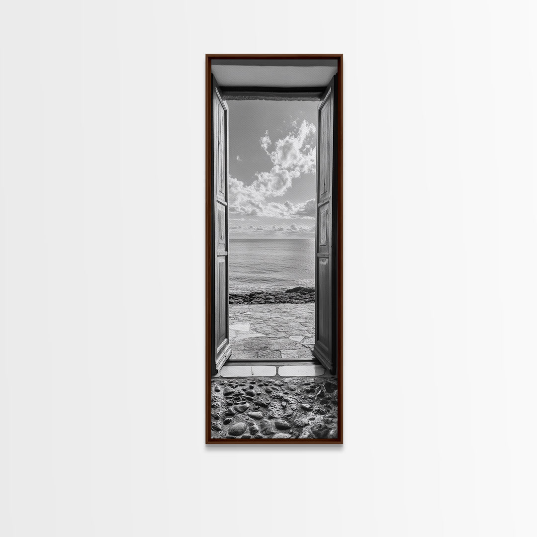 Open Door View, Sea Horizon Art, Dreamy Ocean Photography, Modern Entryway Decor, Framed Canvas Print, Minimalist Style Seascape