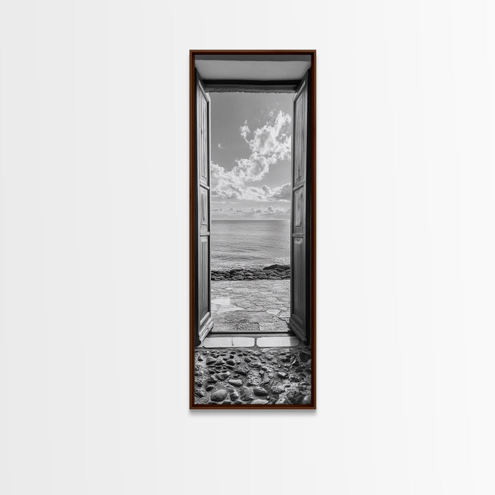 Open Door View, Sea Horizon Art, Dreamy Ocean Photography, Modern Entryway Decor, Framed Canvas Print, Minimalist Style Seascape