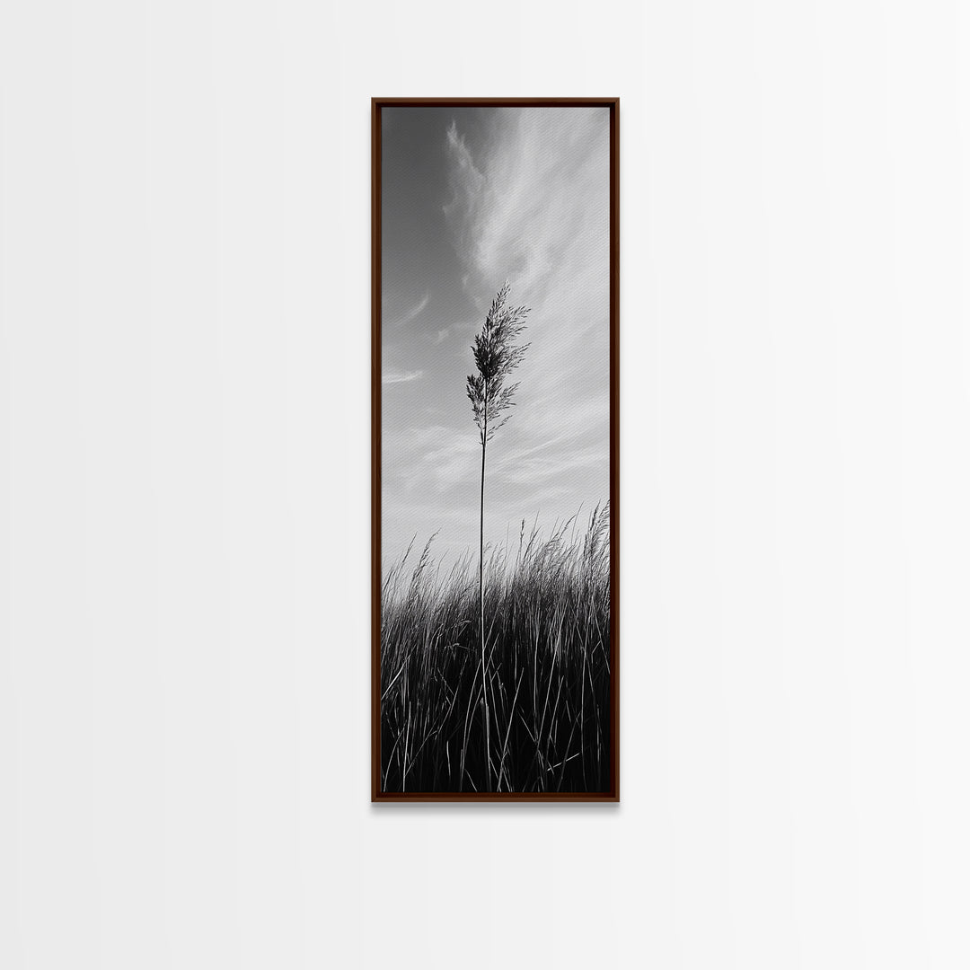 Solitary Grass Print, Minimalist Field Art, Tall Grass Photography, Rustic Bedroom Wall Decor, Framed Canvas Print, Fall Nature Vibe