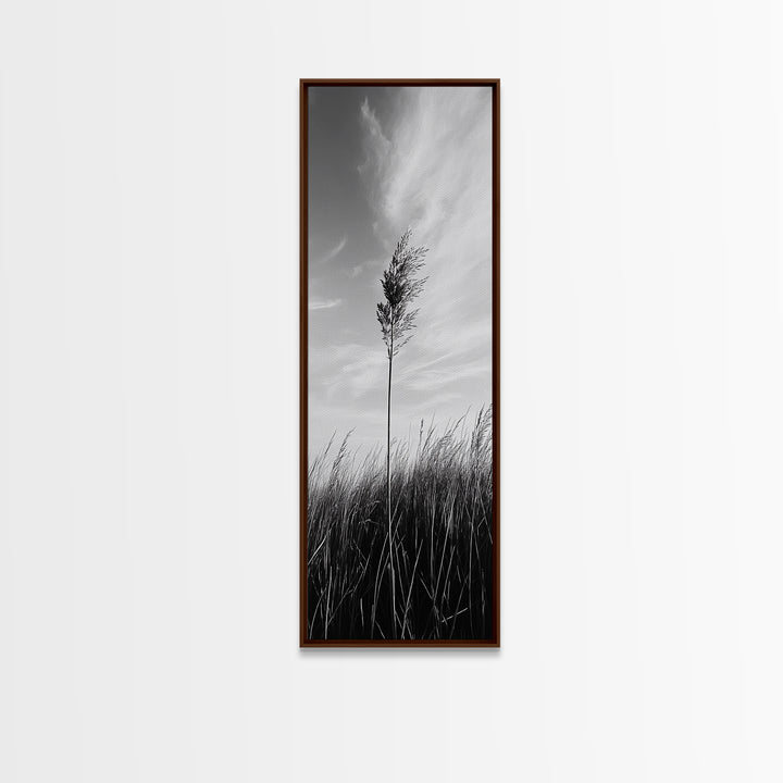 Solitary Grass Print, Minimalist Field Art, Tall Grass Photography, Rustic Bedroom Wall Decor, Framed Canvas Print, Fall Nature Vibe