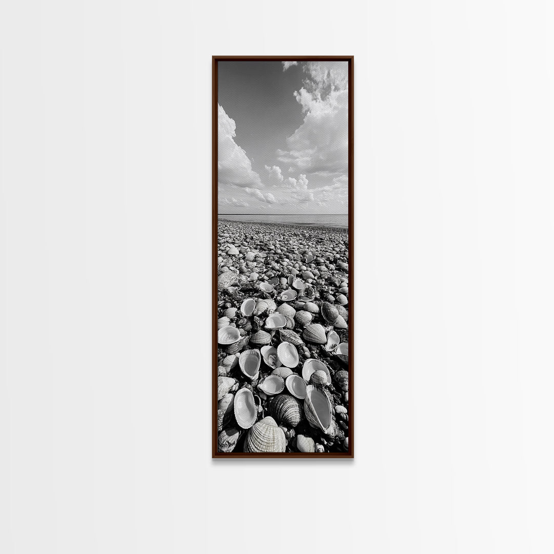 Shell Beach, Coastal Texture, Seashell Ground, Nature’s Bounty, Rustic Ocean Canvas Print, Neutral Kitchen Wall Art, Boho Coastal Style