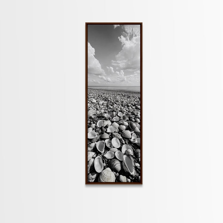 Shell Beach, Coastal Texture, Seashell Ground, Nature’s Bounty, Rustic Ocean Canvas Print, Neutral Kitchen Wall Art, Boho Coastal Style