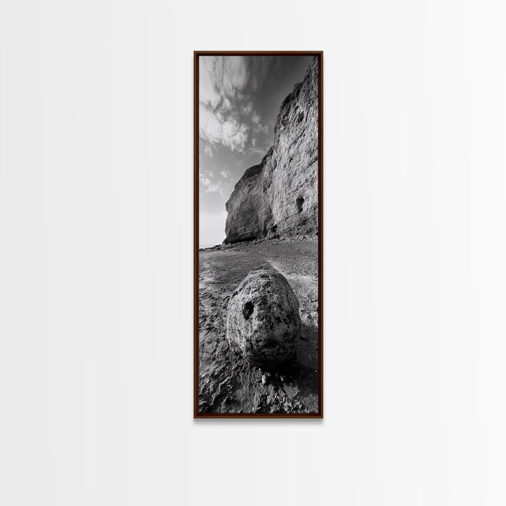 Seaside Cliffs, Coastal Rock, Rugged Beauty, Framed Canvas Print, Nature Wall Art, Rustic Beach Decor, Boho Vibe, Earthy Textures