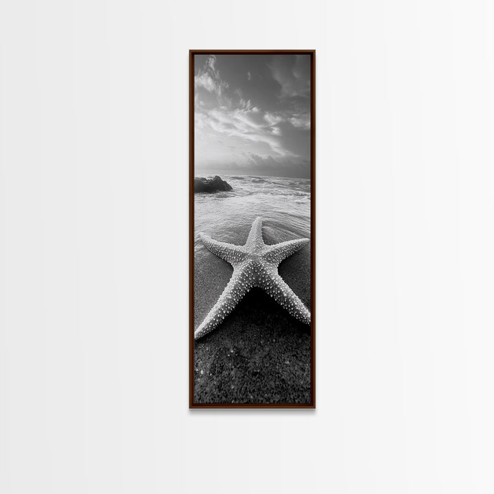 Ocean Star, Sea Life, Coastal Serenity, Marine Beauty Framed Canvas Print, Beach House Wall Art, Coastal Nautical Bathroom Decor