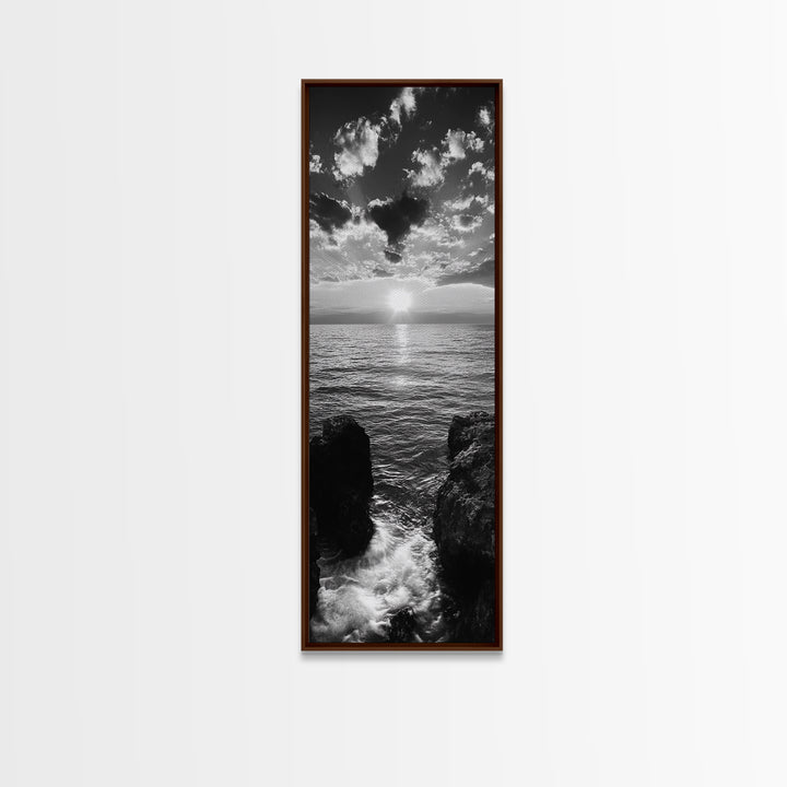 Sunset Ocean, Dramatic Sky, Serene Coastline, Nature Scene, Canvas Print, Minimalist Art, Bedroom Wall Art, Coastal Gallery Decor