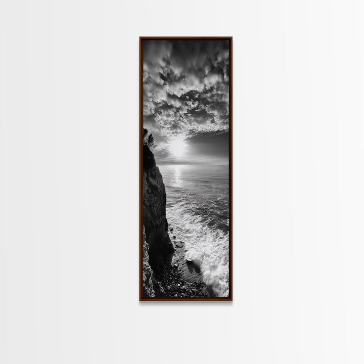 Cliff Edge, Ocean Breeze, Golden Hour, Scenic Overlook, Framed Canvas Print, Landscape Photography, Hallway Wall Art, Boho Style