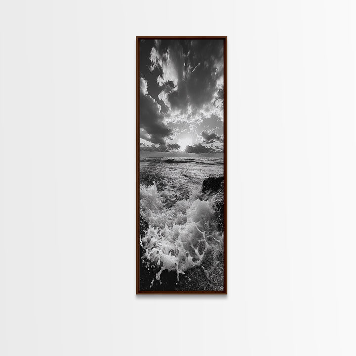 Ocean Splash, Dramatic Sunset, Crashing Waves, Sky Contrast, Canvas Print, Nautical Art, Coastal Bathroom Decor, Bold Seascape