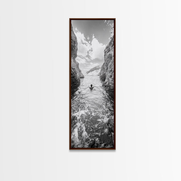 Ocean Escape, Cliff Swim, Travel Photography, Freedom Moment, Canvas Print, Minimalist Wall Art, Bathroom Decor, Beach House Art