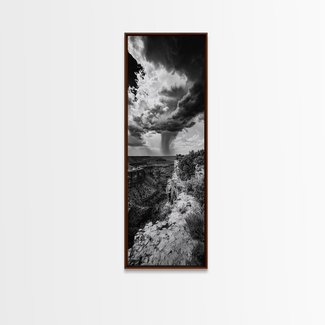 Storm Power, Canyon Rain, Desert Clouds, Monsoon Drama, Framed Canvas Print, Southwestern Wall Art, Moody Living Room Decor