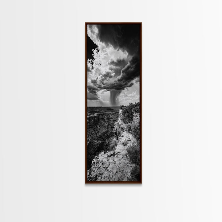 Storm Power, Canyon Rain, Desert Clouds, Monsoon Drama, Framed Canvas Print, Southwestern Wall Art, Moody Living Room Decor