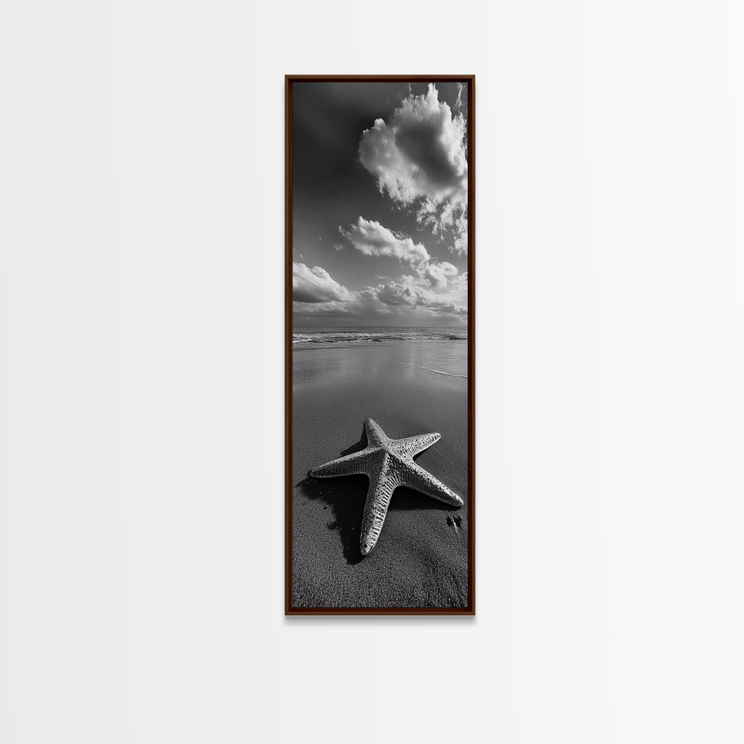 Starfish Beach, Shoreline Calm, Ocean Minimalism, Canvas Print, Coastal Living Room Wall Art, Nautical Bathroom Decor, Beach House Style