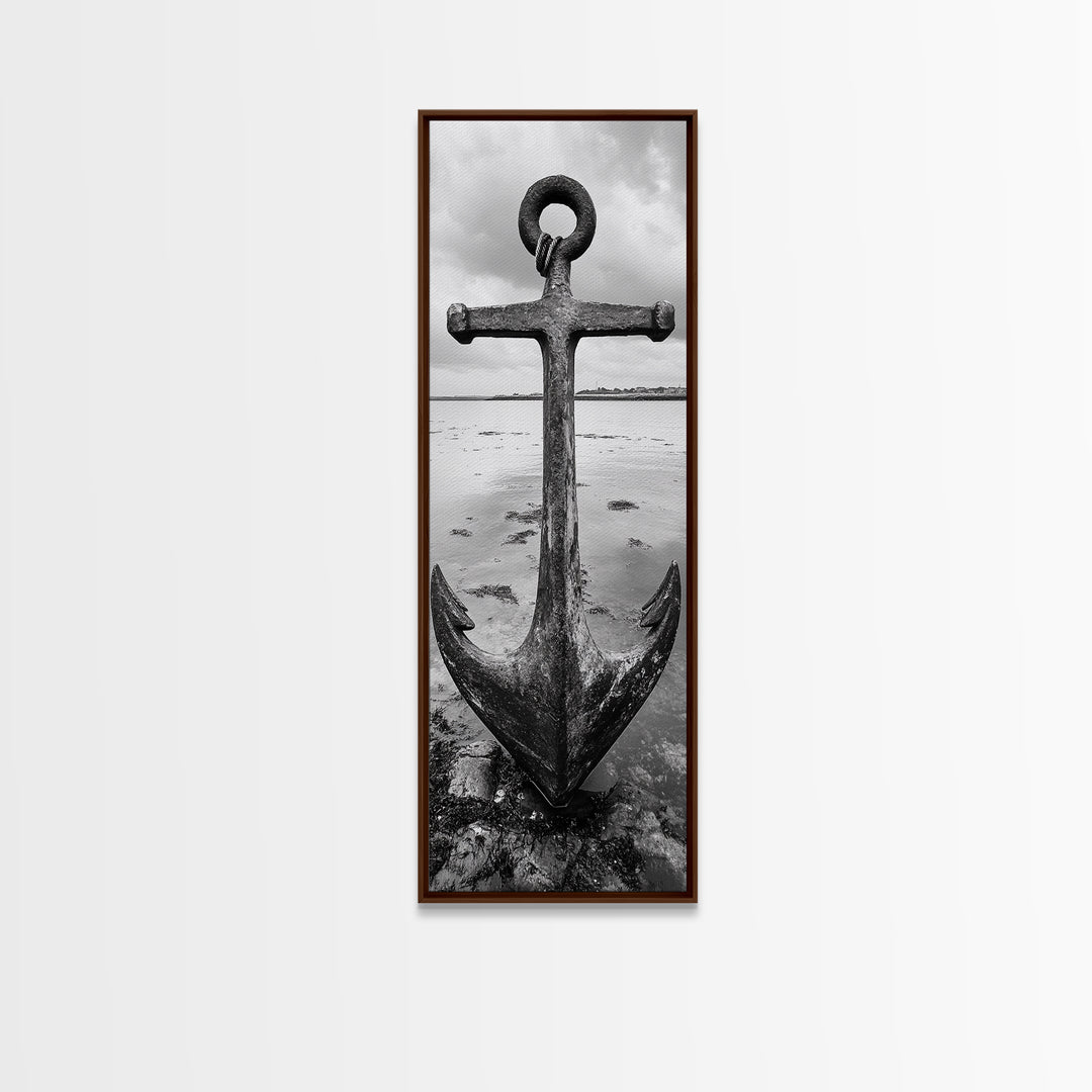 Nautical Anchor, Coastal Vibes, Marine Decor, Ocean-Inspired, Bold Statement, Framed Canvas Print, Entryway Wall Art, Rustic Beach Style