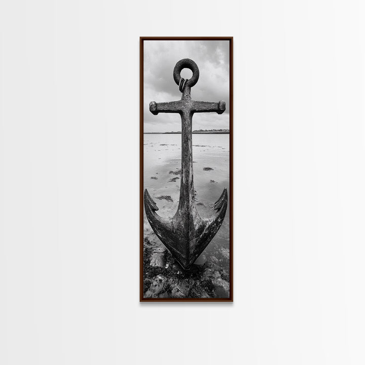 Nautical Anchor, Coastal Vibes, Marine Decor, Ocean-Inspired, Bold Statement, Framed Canvas Print, Entryway Wall Art, Rustic Beach Style