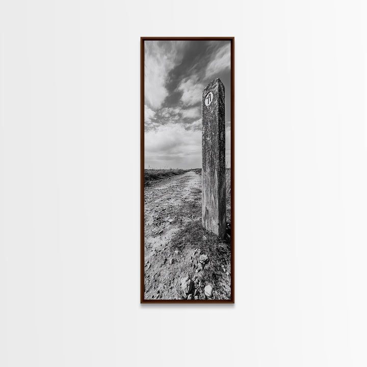 Trail Marker, Countryside Path, Rustic Journey, Canvas Print, Outdoor Adventure Wall Art, Neutral Fall Decor, Minimalist Hallway Art