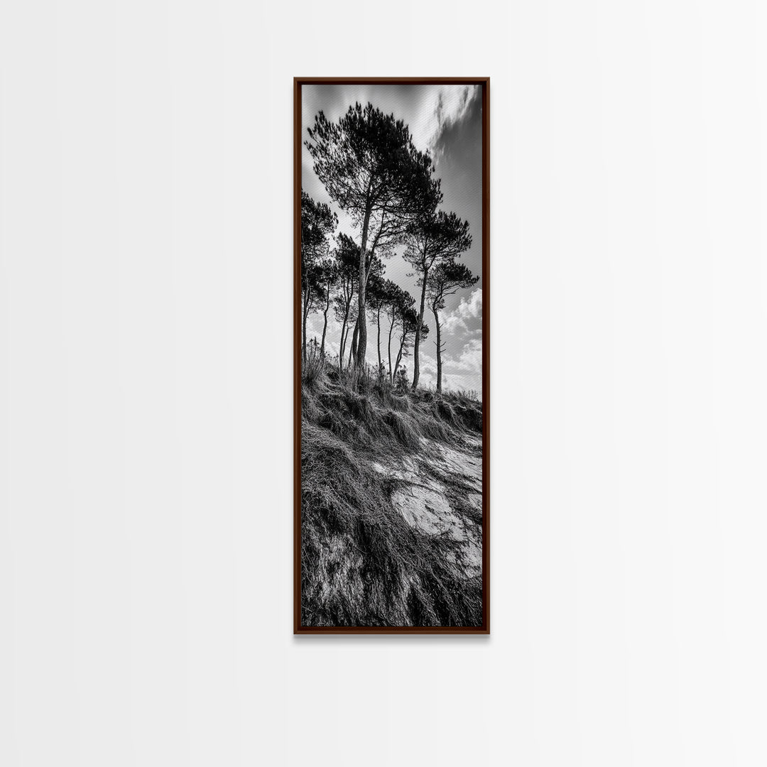 Windy Pines, Cliff Edge, Tree Silhouettes, Canvas Print, Moody Forest Photography, Rustic Cabin Wall Art, Autumn Living Room Decor