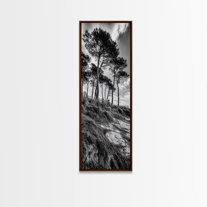 Windy Pines, Cliff Edge, Tree Silhouettes, Canvas Print, Moody Forest Photography, Rustic Cabin Wall Art, Autumn Living Room Decor