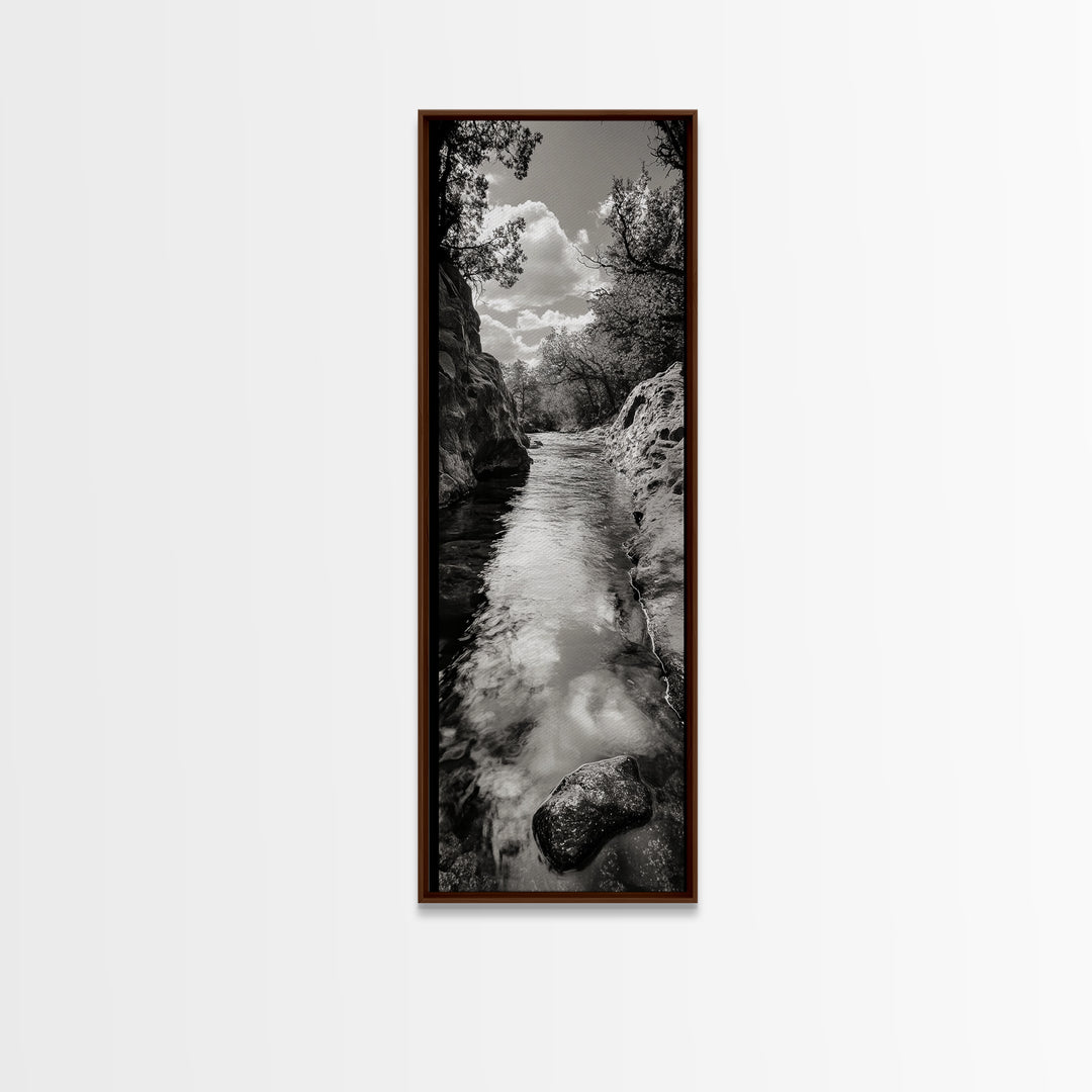 Mountain Stream, Flowing Water, Canyon Trail, Canvas Print, Nature Adventure Art, Rustic Cabin Decor, Bathroom Wall Accent, Entryway Accent