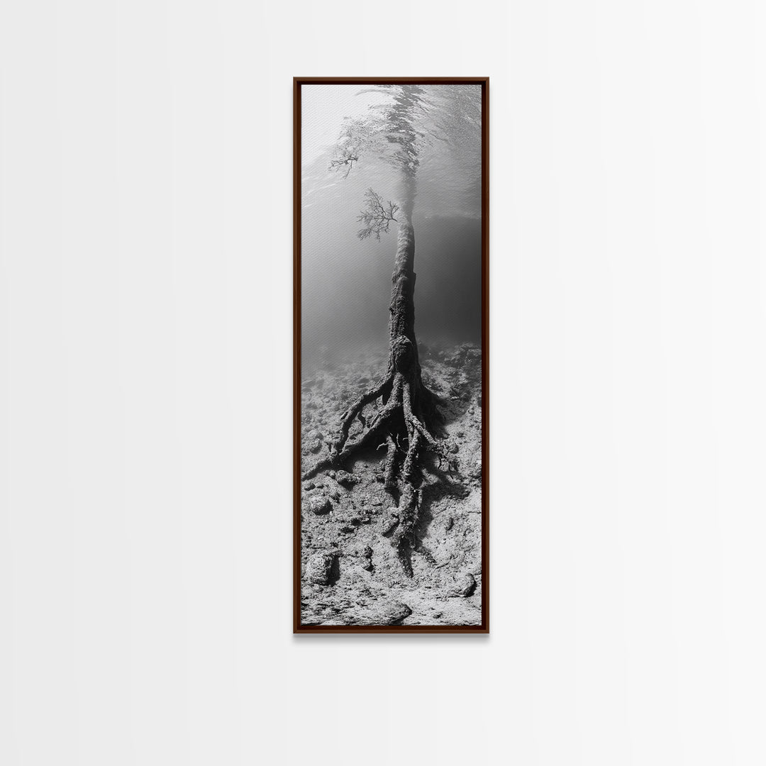 Surreal Tree Roots, Underwater Tree Art, Dreamy Forest Print, Nature Photography, Living Room Wall Decor, Framed Canvas Print