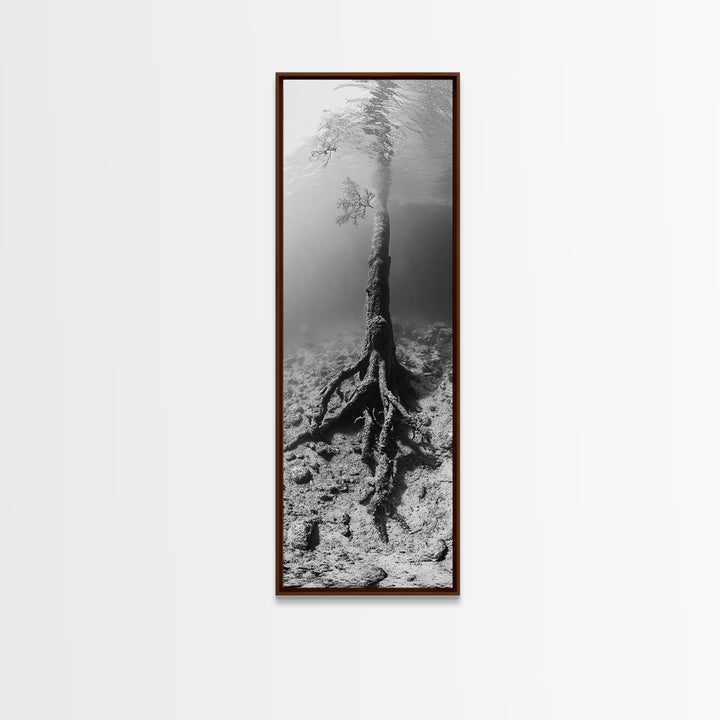 Surreal Tree Roots, Underwater Tree Art, Dreamy Forest Print, Nature Photography, Living Room Wall Decor, Framed Canvas Print
