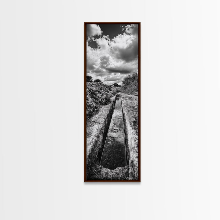 Stone Water Channel, Ancient Pathway Art, Moody Landscape Photography, Historical Wall Decor, Study or Hallway Accent, Canvas Print