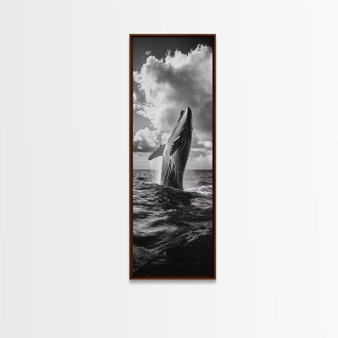 Breaching Whale Art, Ocean Wildlife Print, Marine Life Photography, Dramatic Sea Scene, Coastal Living Room Decor, Canvas Print