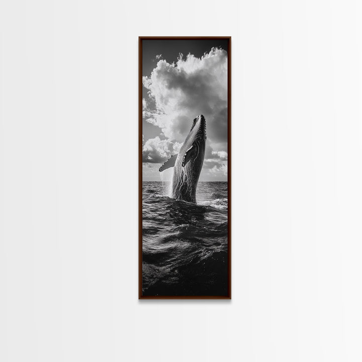 Breaching Whale Art, Ocean Wildlife Print, Marine Life Photography, Dramatic Sea Scene, Coastal Living Room Decor, Canvas Print