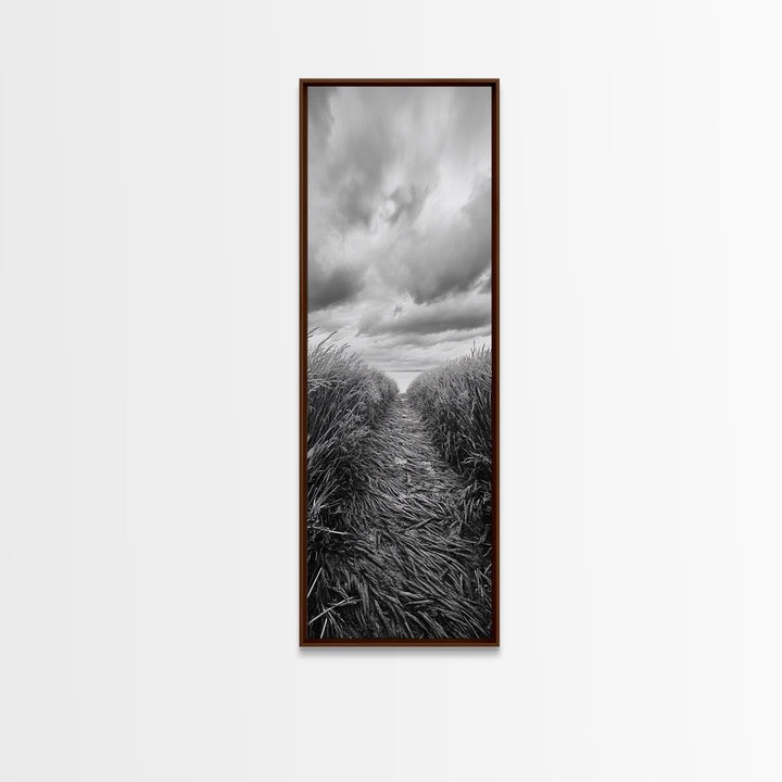 Wheat Field Trail, Countryside Autumn Path, Rustic Farm Landscape, Tranquil Earthy Wall Art, Bedroom or Hallway, Canvas Print