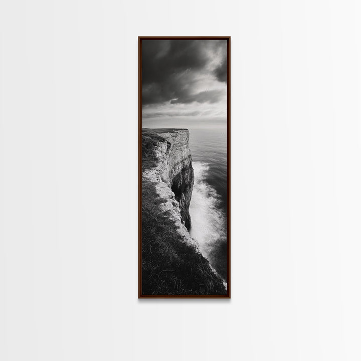 Coastal Cliff, Ocean Horizon, Nature Photography, Dramatic Skies, Framed Canvas Print, Modern Beach Wall Art, Minimalist Landscape Decor