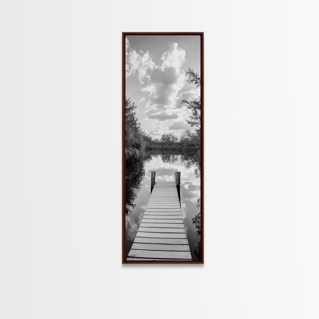 Forest Trail, Ocean View, Moody Trees, Pacific Coast Path, Framed Canvas Print, Cabin Entryway Art, Rustic Adventure Wall Decor