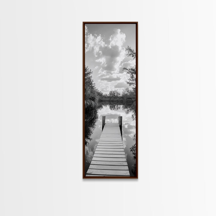 Forest Trail, Ocean View, Moody Trees, Pacific Coast Path, Framed Canvas Print, Cabin Entryway Art, Rustic Adventure Wall Decor