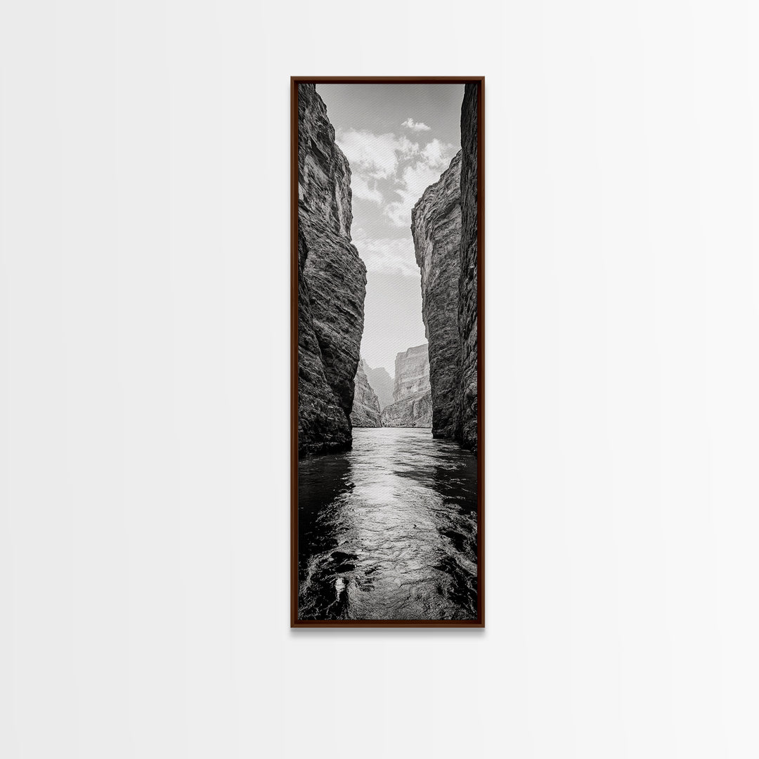 Canyon River, Desert Passage, Rugged Cliffs, Adventure Scene, Framed Canvas Print, Western Wall Art, Office Art, Den Nature Decor