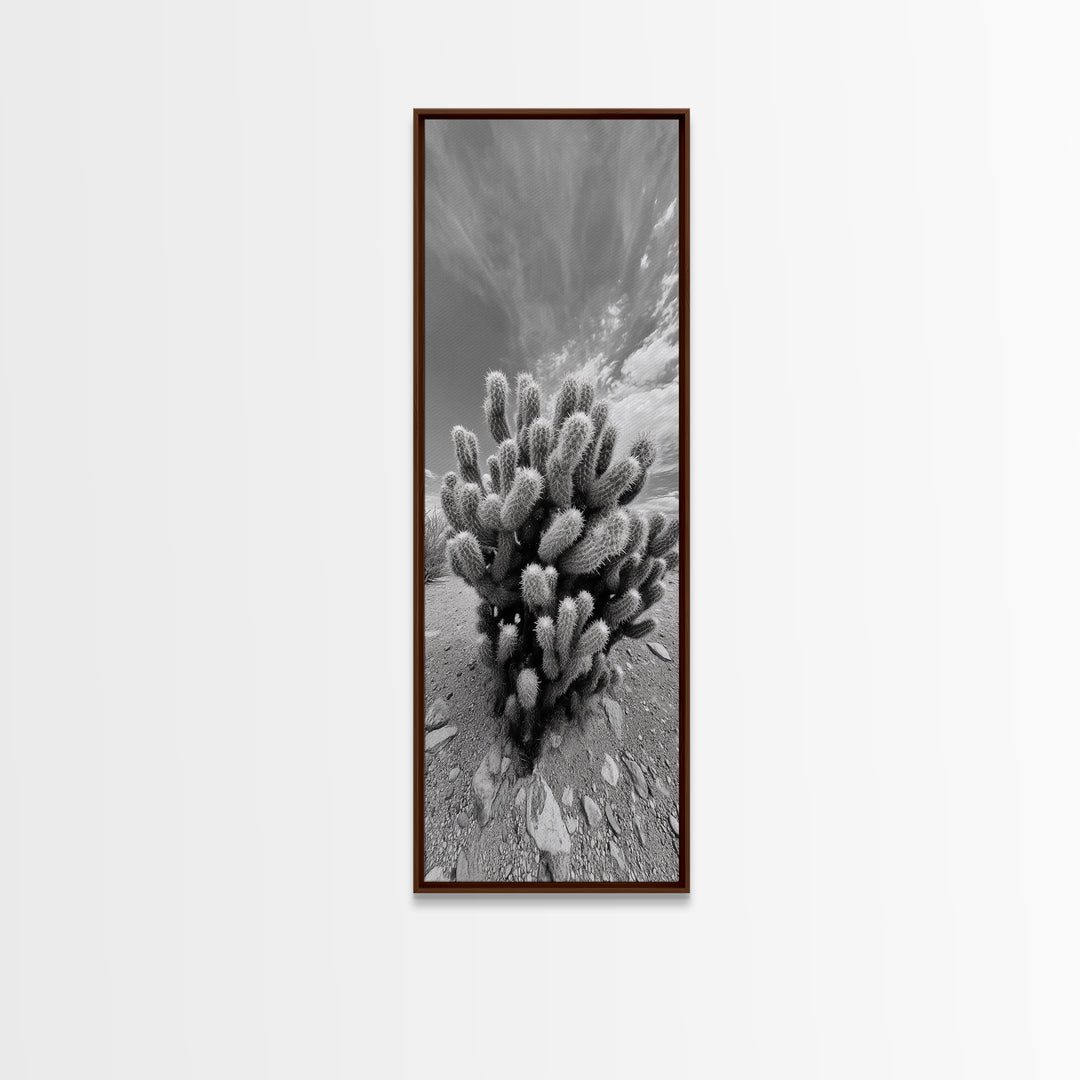 Desert Cactus, Nature Photography, Black White Art, Canvas Print, Boho Western Wall Decor, Modern Rustic Living Room Art, Nature Print