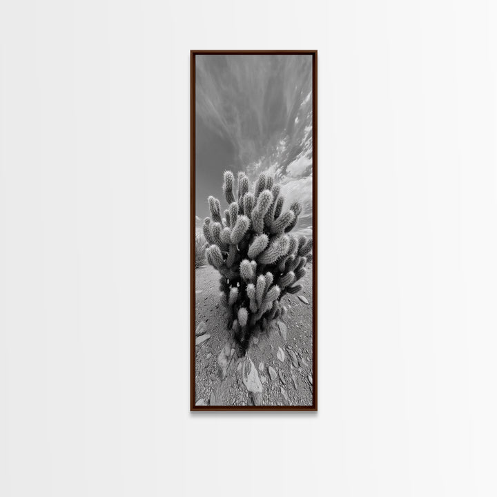 Desert Cactus, Nature Photography, Black White Art, Canvas Print, Boho Western Wall Decor, Modern Rustic Living Room Art, Nature Print
