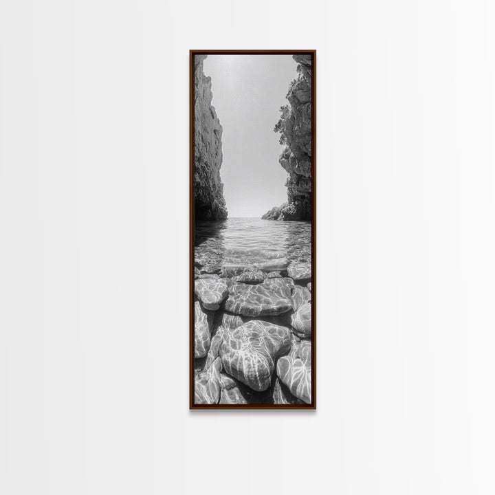 Crystal Cove, Reflections Water, Seaside Stones, Canvas Print, Tranquil Coastal Wall Art, Beach Bathroom Decor, Minimalist Style