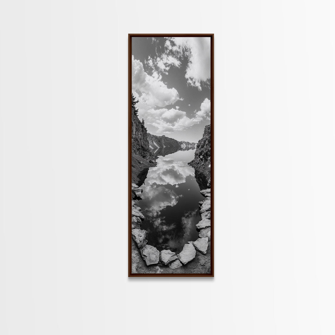 Lake Reflection, Mountain View, Cloud Mirror, Canvas Print, Peaceful Nature Scene, Bedroom Wall Art, Modern Rustic Landscape Decor