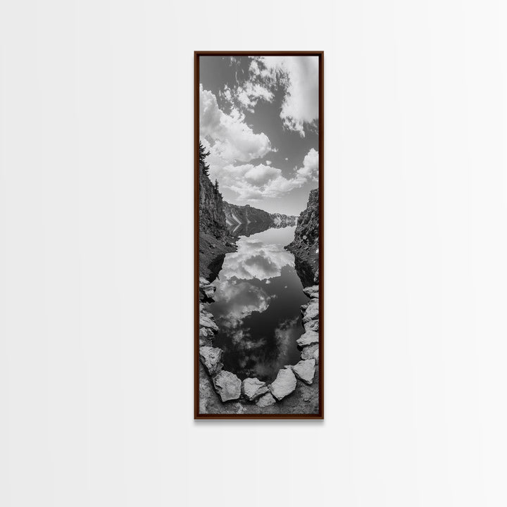Lake Reflection, Mountain View, Cloud Mirror, Canvas Print, Peaceful Nature Scene, Bedroom Wall Art, Modern Rustic Landscape Decor