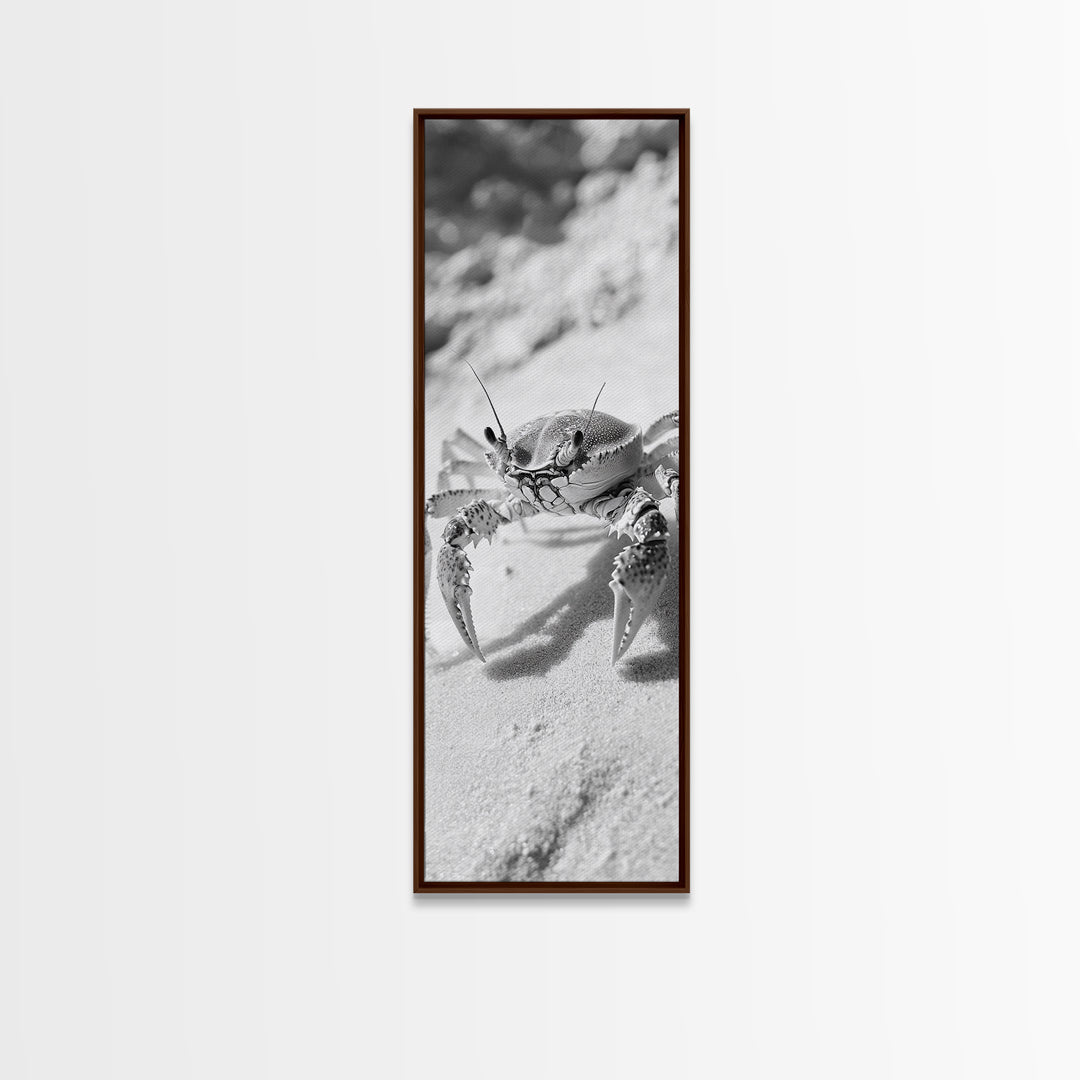 Sand Crab, Coastal Vibes, Beach Creature, Desert Aesthetic, Monochrome Wall Art, Canvas Print, Boho Bathroom Decor, Ocean Life Artwork