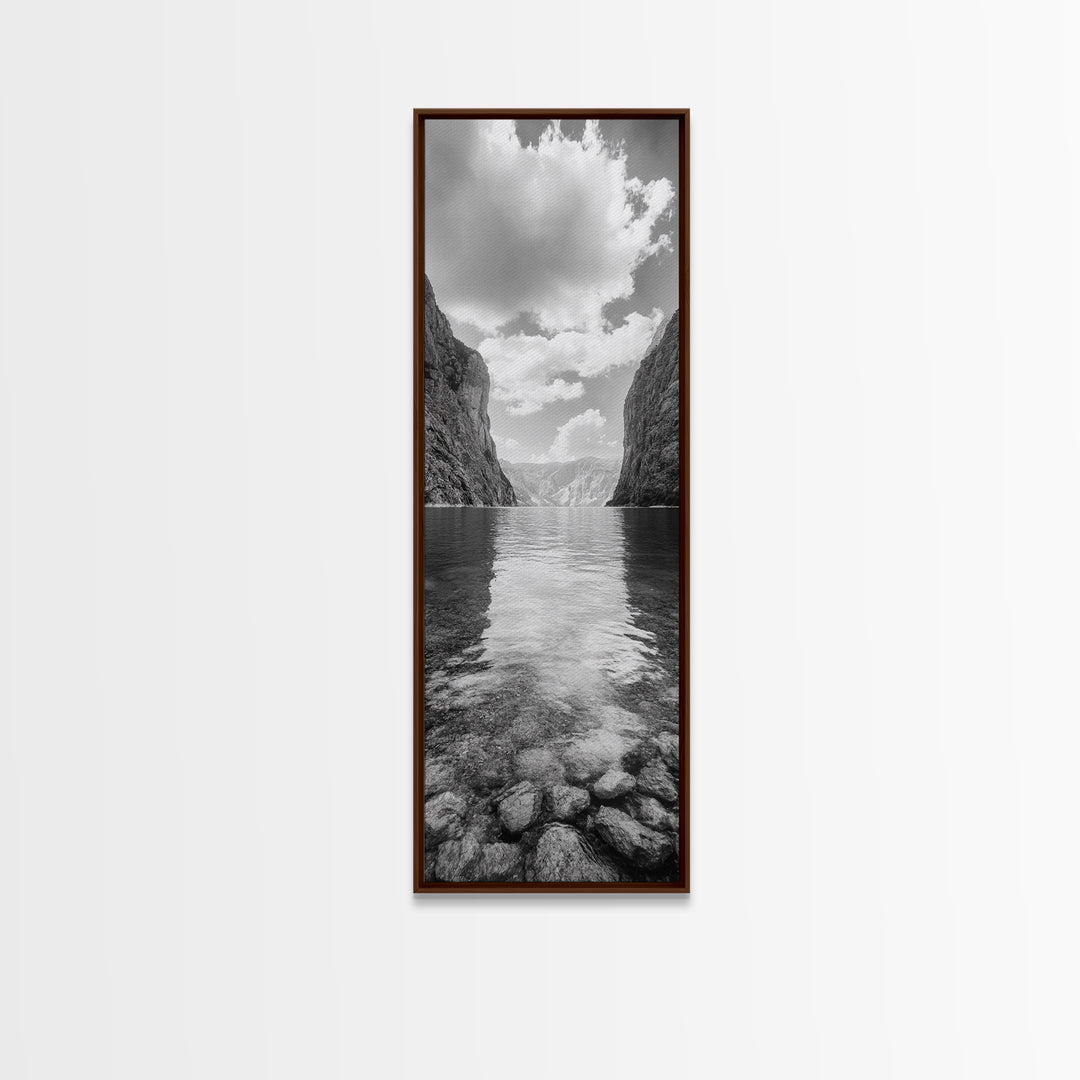 Canyon Lake, Majestic Water, Mountain Reflections, Nature Serenity, Minimalist Art, Canvas Print, Living Room Wall Art, Adventure Vibes