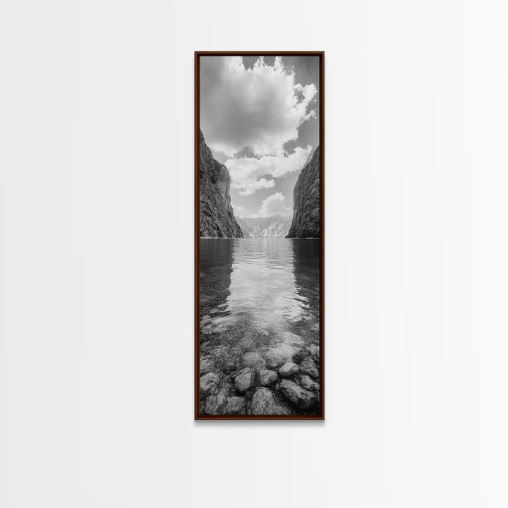 Canyon Lake, Majestic Water, Mountain Reflections, Nature Serenity, Minimalist Art, Canvas Print, Living Room Wall Art, Adventure Vibes