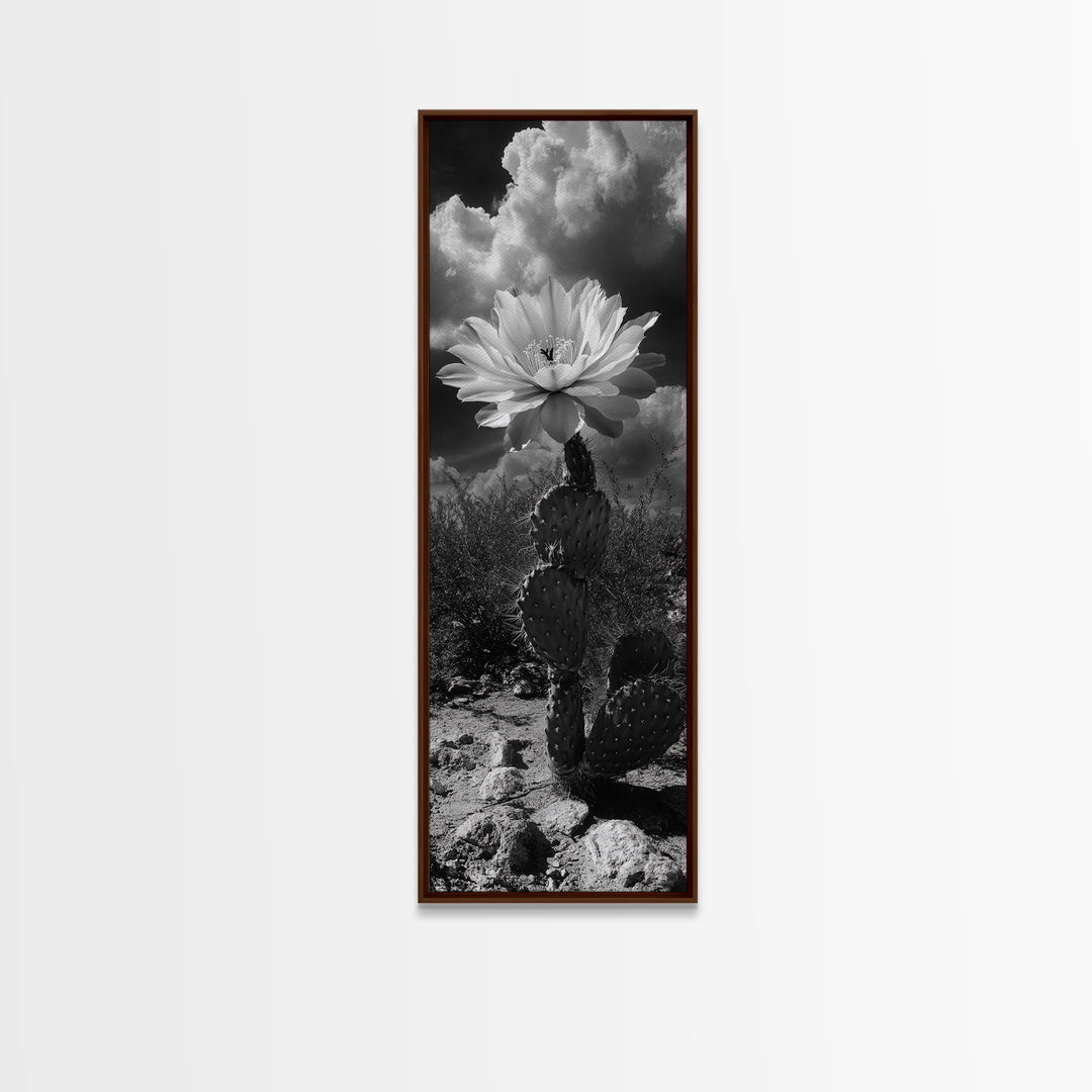 Desert Flower, Cactus Bloom, Southwest Charm, Bold Nature Art, Framed Canvas Print, Kitchen Wall Art, Boho Western Home Decor