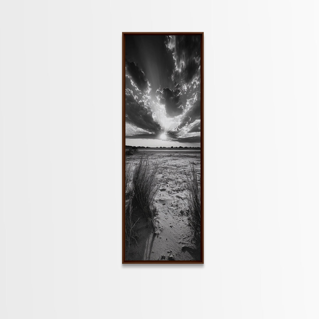 Desert Light Rays, Nature Sunset Art, Dramatic Sky Wall Decor, Canvas Print, Minimalist Desert Landscape, Living Room Wall Art