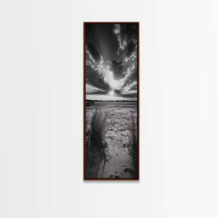 Desert Light Rays, Nature Sunset Art, Dramatic Sky Wall Decor, Canvas Print, Minimalist Desert Landscape, Living Room Wall Art