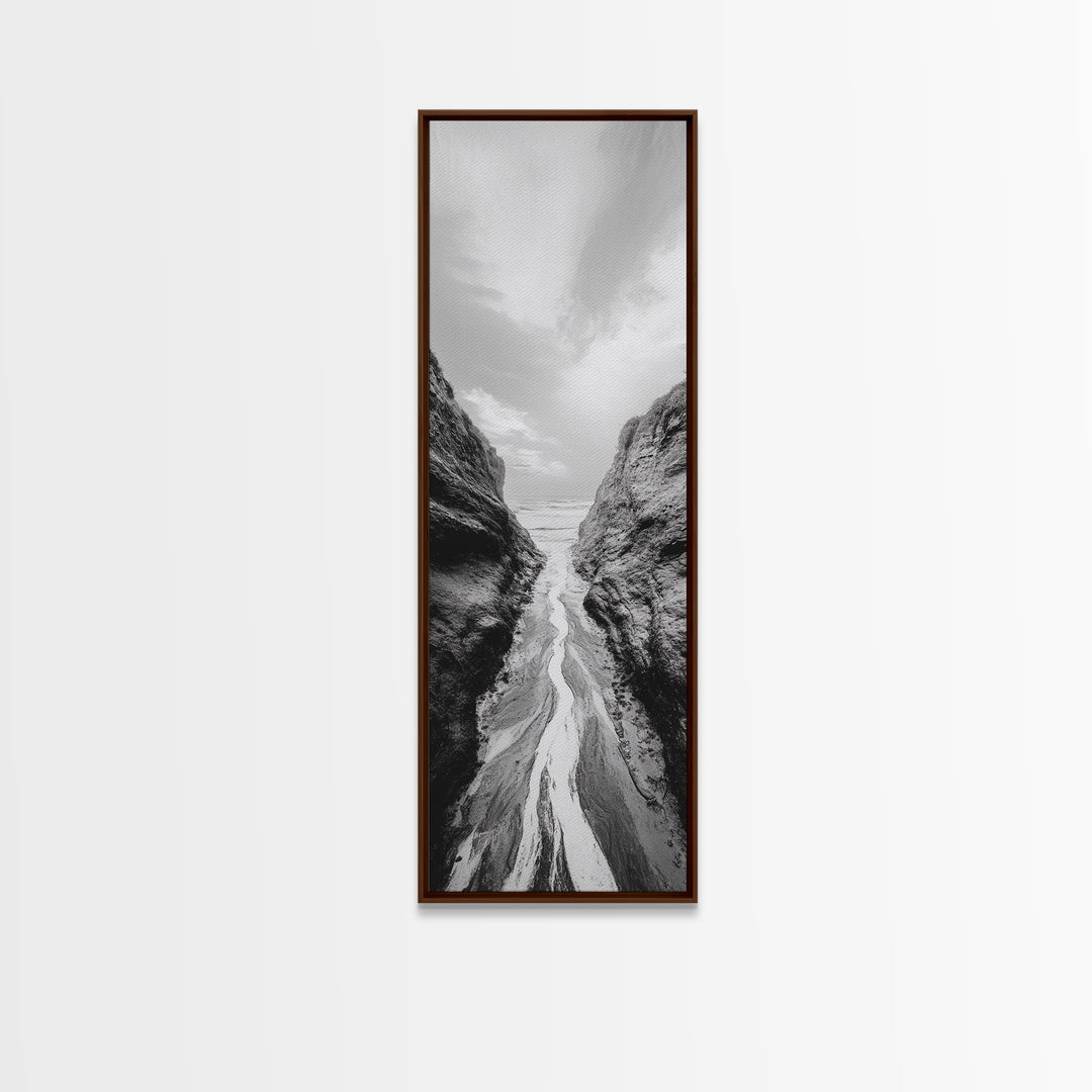 Canyon Stream Path, Ocean Rock Passage Art, Nature Landscape Photography, Canvas Print, Bathroom Wall Decor, Modern Coastal Art