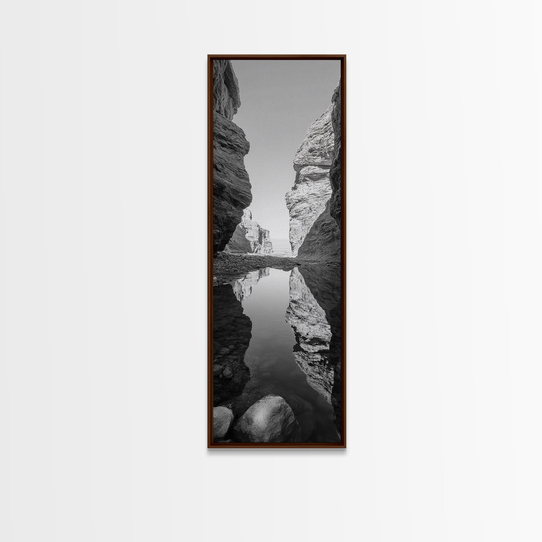 Rock Reflection Pool, Nature Canyon Wall Art, Tranquil Landscape Photography, Framed Canvas Print, Zen Wall Decor, Bedroom Artwork