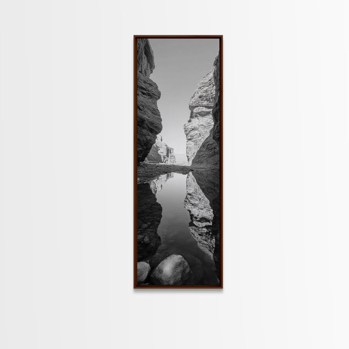 Rock Reflection Pool, Nature Canyon Wall Art, Tranquil Landscape Photography, Framed Canvas Print, Zen Wall Decor, Bedroom Artwork