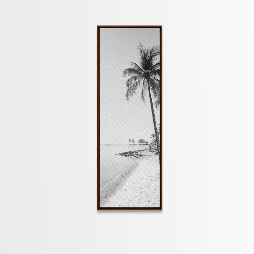 Coastal Palm Trees, Tropical Minimalist Print, Modern Beach Decor, Neutral Wall Art, Framed Canvas Print, Dining Room Summer Vibe