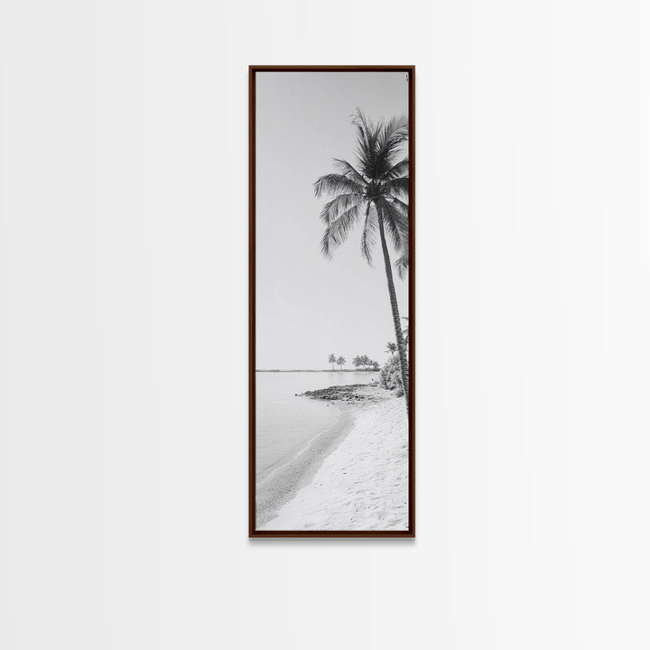 Coastal Palm Trees, Tropical Minimalist Print, Modern Beach Decor, Neutral Wall Art, Framed Canvas Print, Dining Room Summer Vibe