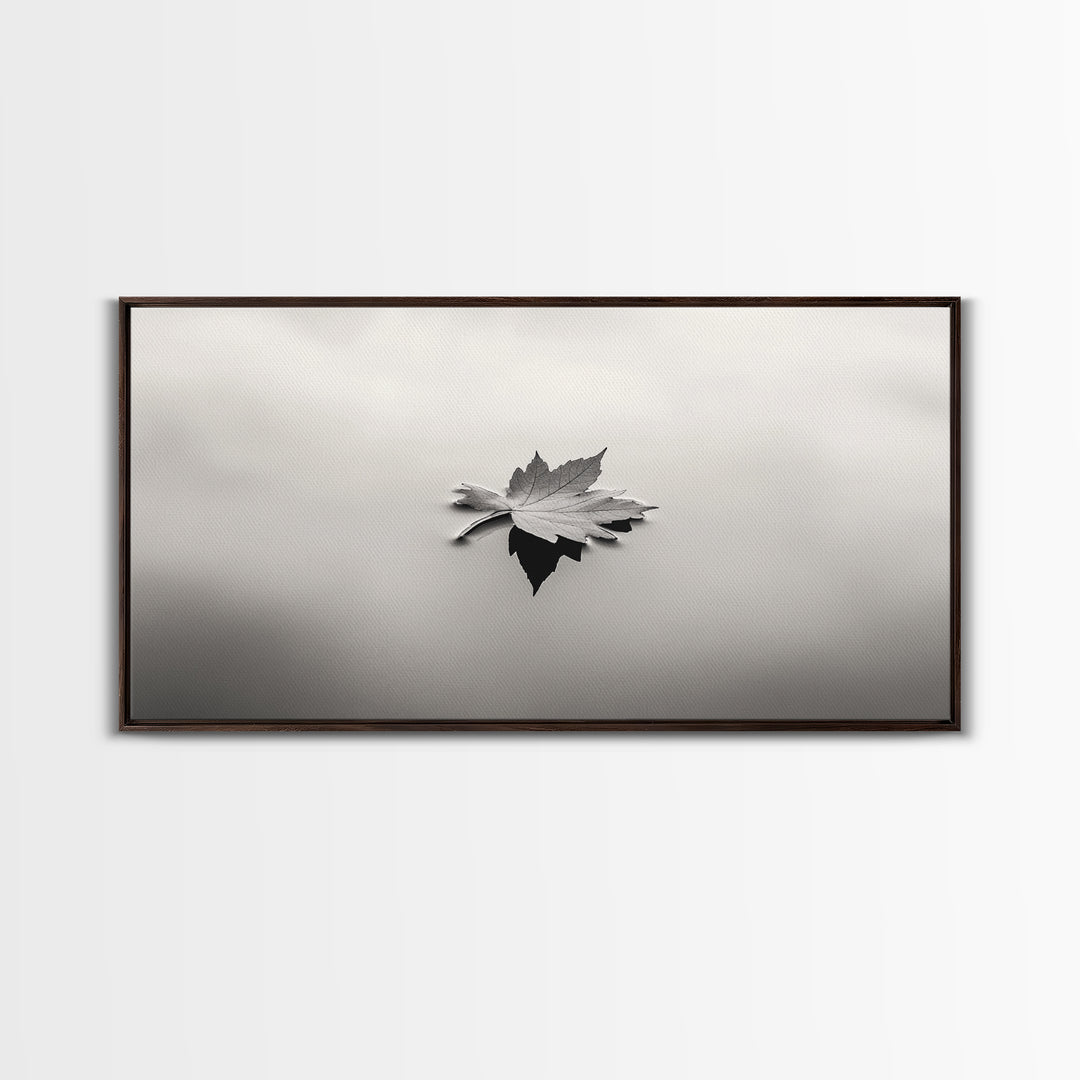 Autumn Leaf, Tranquil Water, Floating Serenity, Soft Tones Nature Art, Canvas Print, Fall Bedroom Wall Art, Minimalist Style